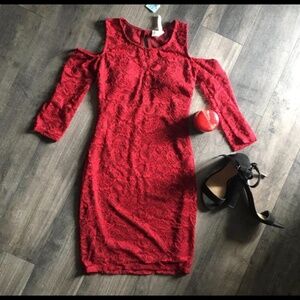 Cold shoulder lace dress